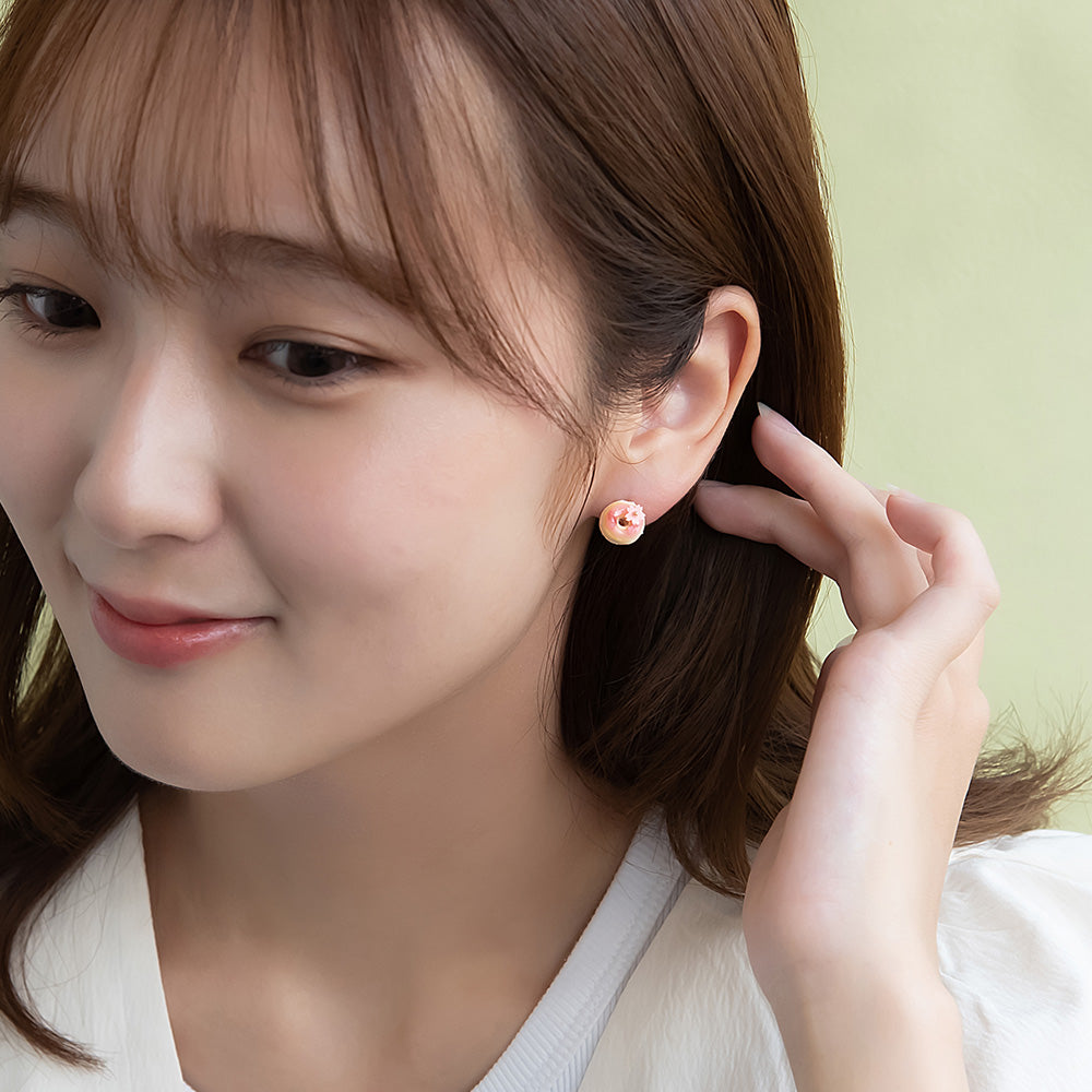 ピアス 桜 フラワー ドーナツ スイーツ パール ３個セット チタンポスト スタッドピアス