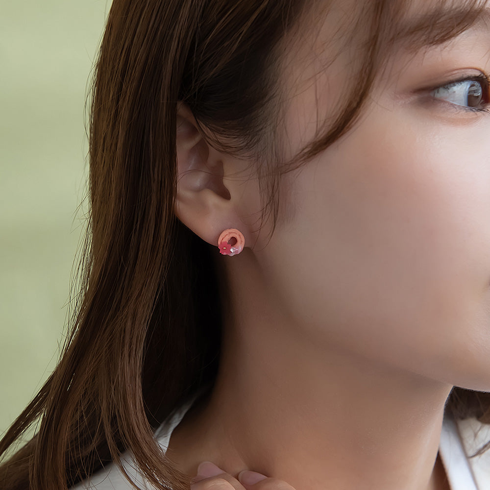 ピアス 桜 フラワー ドーナツ スイーツ パール ３個セット チタンポスト スタッドピアス