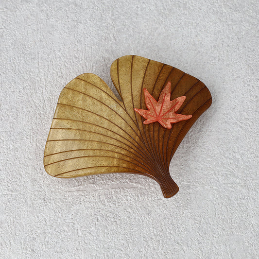 バレッタ 銀杏 紅葉 マーブル カラー