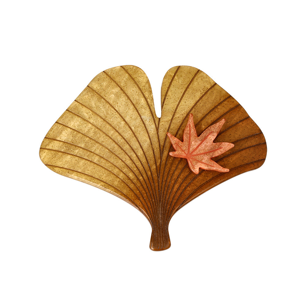 バレッタ 銀杏 紅葉 マーブル カラー