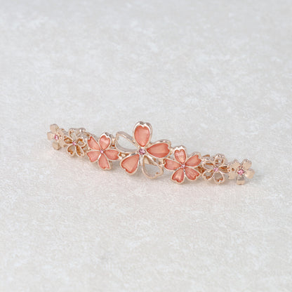 バレッタ ニッケルフリー メタル 桜 ストーン