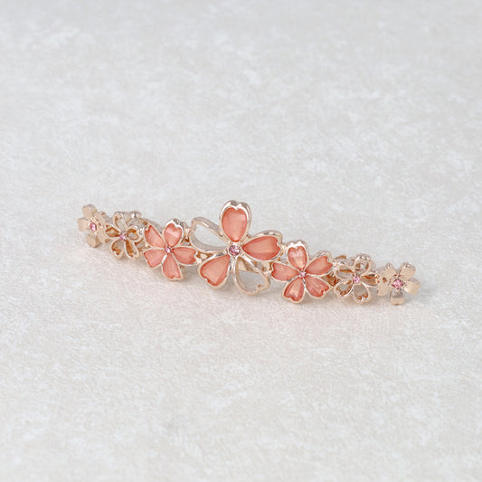 バレッタ ニッケルフリー メタル 桜 ストーン