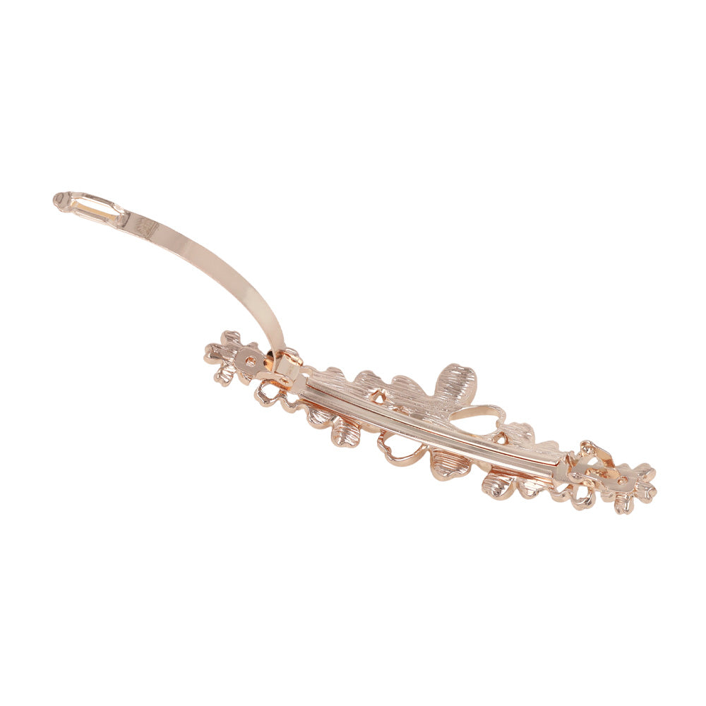 バレッタ ニッケルフリー メタル 桜 ストーン