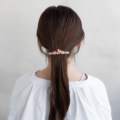 バレッタ ニッケルフリー メタル 桜 ストーン