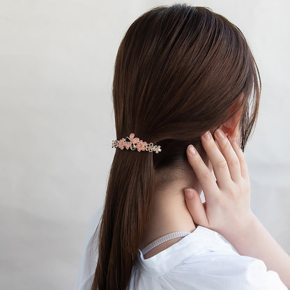 バレッタ ニッケルフリー メタル 桜 ストーン