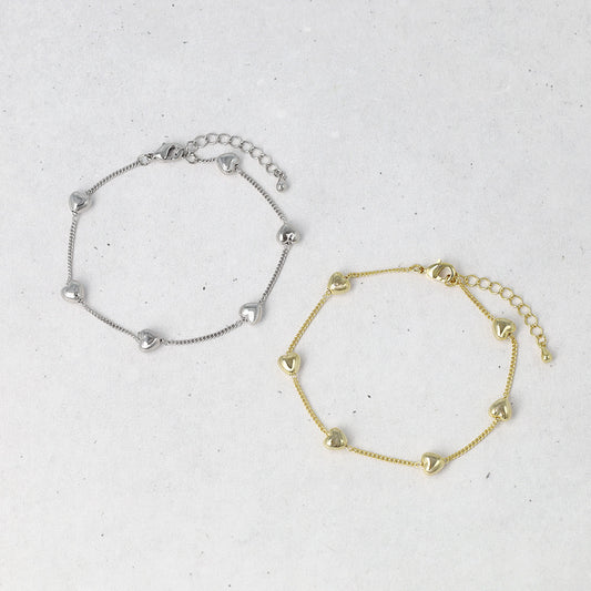 ブレスレット ニッケルフリー ハート ドット チェーンブレスレット