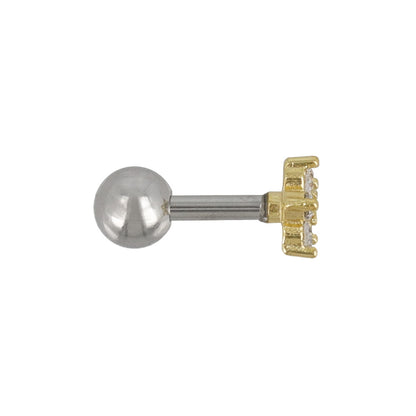 ボディピアス メタル ストーン フラワー ストレートバーベル ネジ式 サージカルステンレス 14G【1個販売】