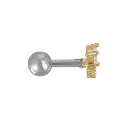 ボディピアス メタル ストーン バタフライ ストレートバーベル ネジ式 サージカルステンレス 14G【1個販売】