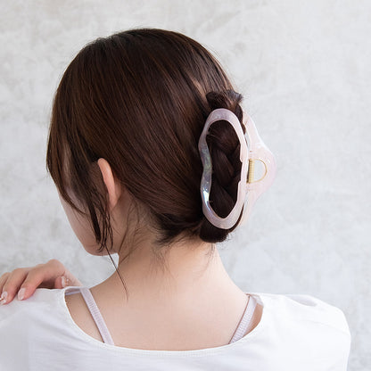 ヘアクリップ  オーロラ カラー ウェーブ 変形 オーバル バンスクリップ