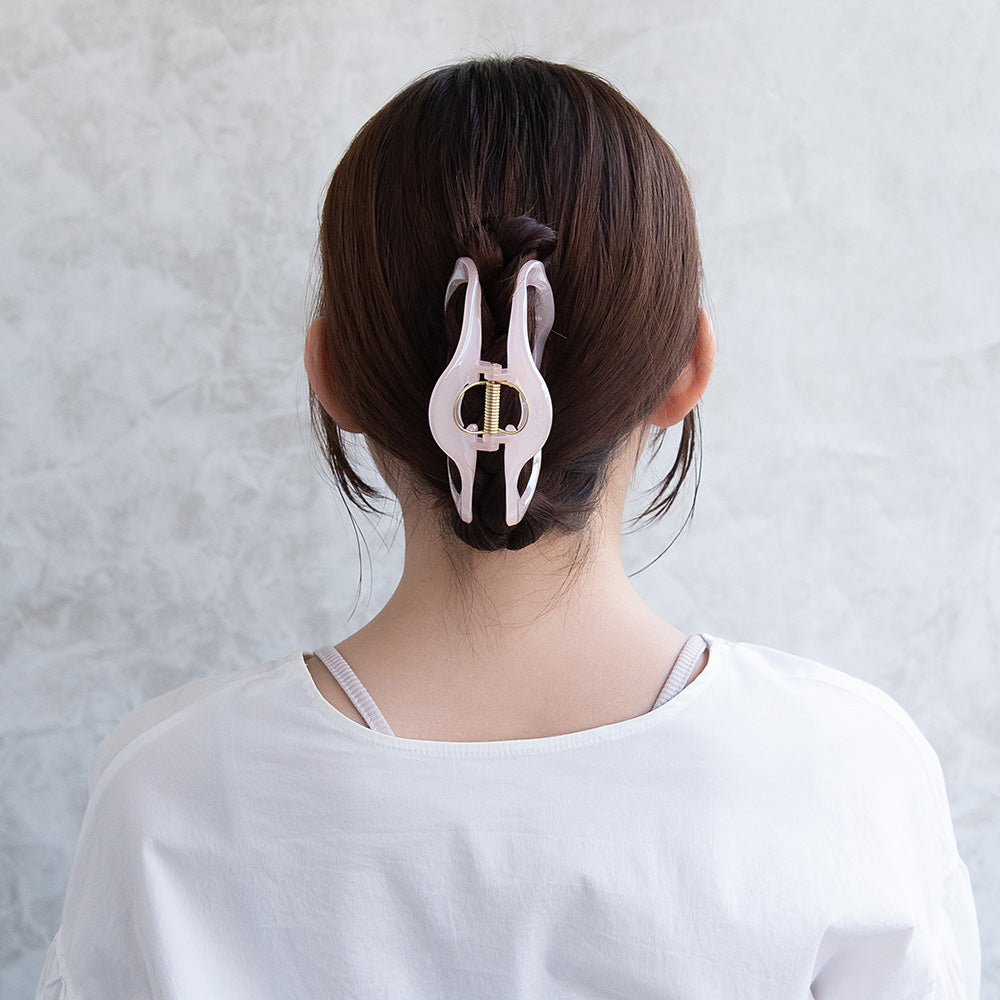 ヘアクリップ  オーロラ カラー ウェーブ 変形 オーバル バンスクリップ