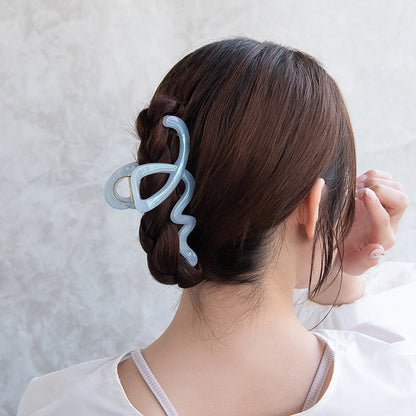 ヘアクリップ  オーロラ カラー ウェーブ ロール ライン バンスクリップ
