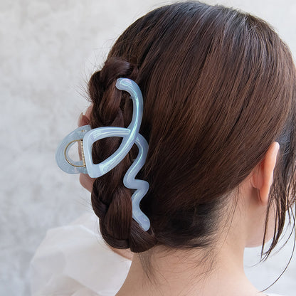 ヘアクリップ  オーロラ カラー ウェーブ ロール ライン バンスクリップ