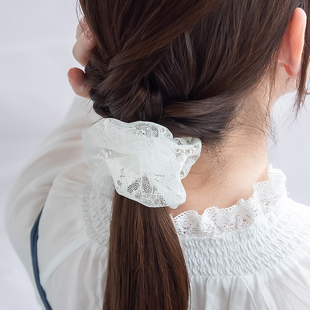 ヘアカフ クラップカフ レース フラワー シュシュ風