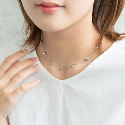 ネックレス ニッケルフリー メタル ハート ドット チェーン ショートネックレス