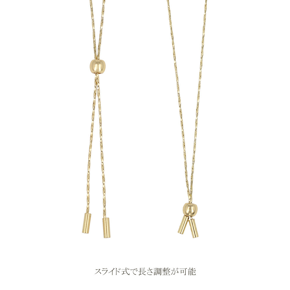 ネックレス ニッケルフリー メタル ミニ リング コンビカラー チェーン スライドボール ロングネックレス