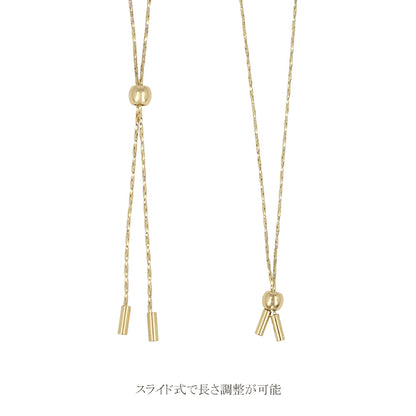 ネックレス ニッケルフリー メタル ミニ リング コンビカラー チェーン スライドボール ロングネックレス
