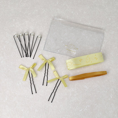 サンリオキャラクターズ  ポムポムプリン イベントヘア アレンジセット（キャラクターリボン/無地リボン/リボンUピン/パールUピン/クリアケース）