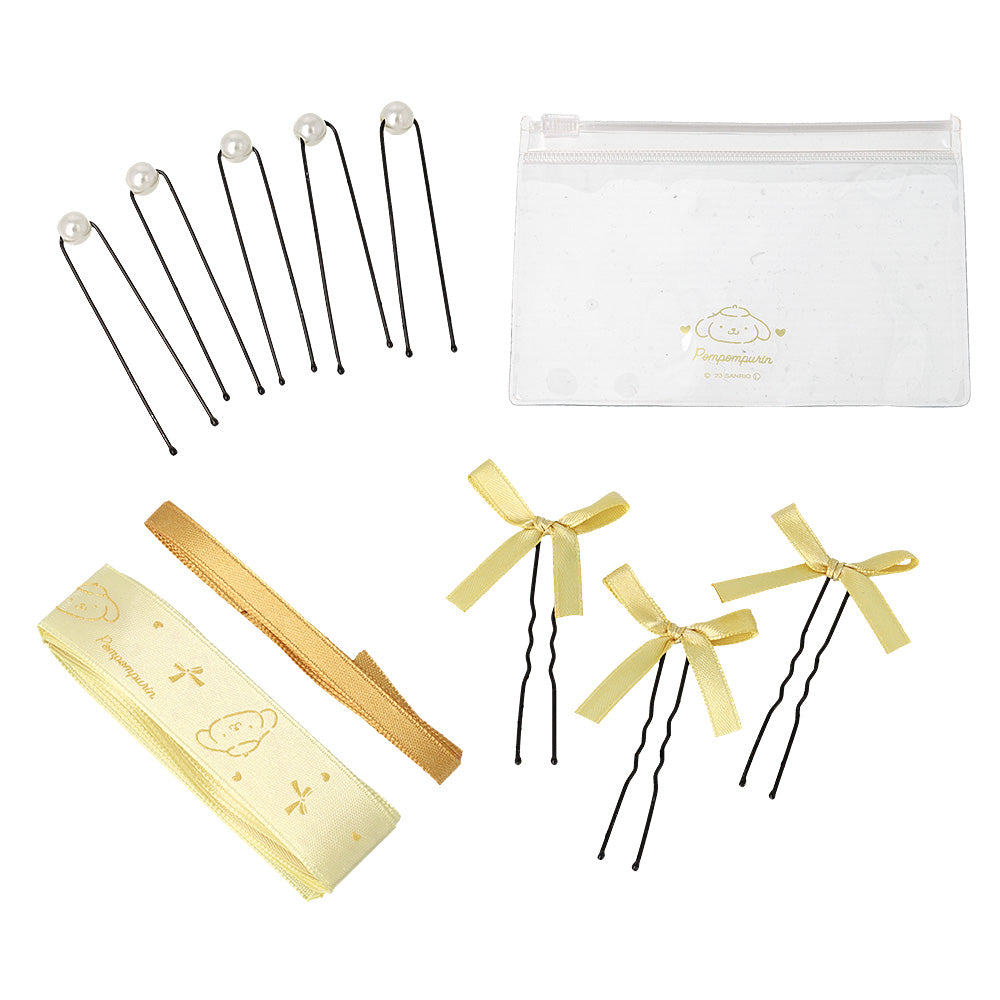 サンリオキャラクターズ  ポムポムプリン イベントヘア アレンジセット（キャラクターリボン/無地リボン/リボンUピン/パールUピン/クリアケース）