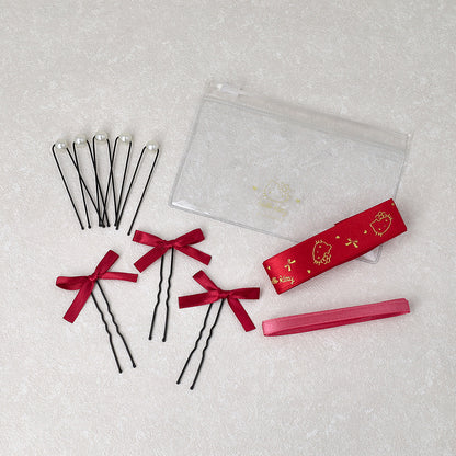 サンリオキャラクターズ  ハローキティ イベントヘア アレンジセット（キャラクターリボン/無地リボン/リボンUピン/パールUピン/クリアケース）