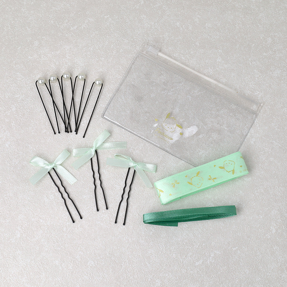 サンリオキャラクターズ  ポチャッコ イベントヘア アレンジセット（キャラクターリボン/無地リボン/リボンUピン/パールUピン/クリアケース）