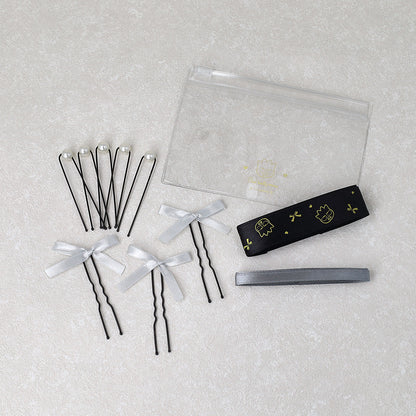 サンリオキャラクターズ  バッドばつ丸 イベントヘア アレンジセット（キャラクターリボン/無地リボン/リボンUピン/パールUピン/クリアケース）