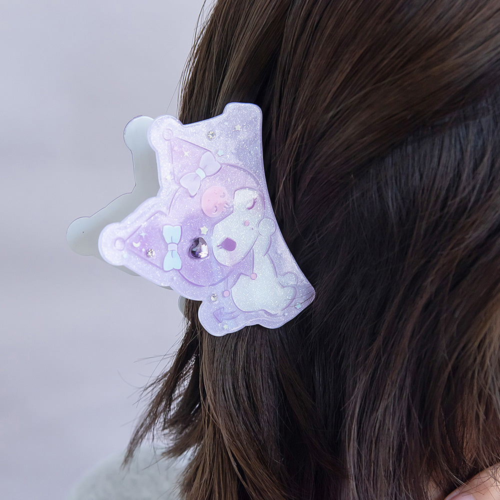 薄紫色 サテン ヘアクリップ ビジュー付き サンリオキャラクターズ クロミ はさむだけですぐカワイイ ビジュー