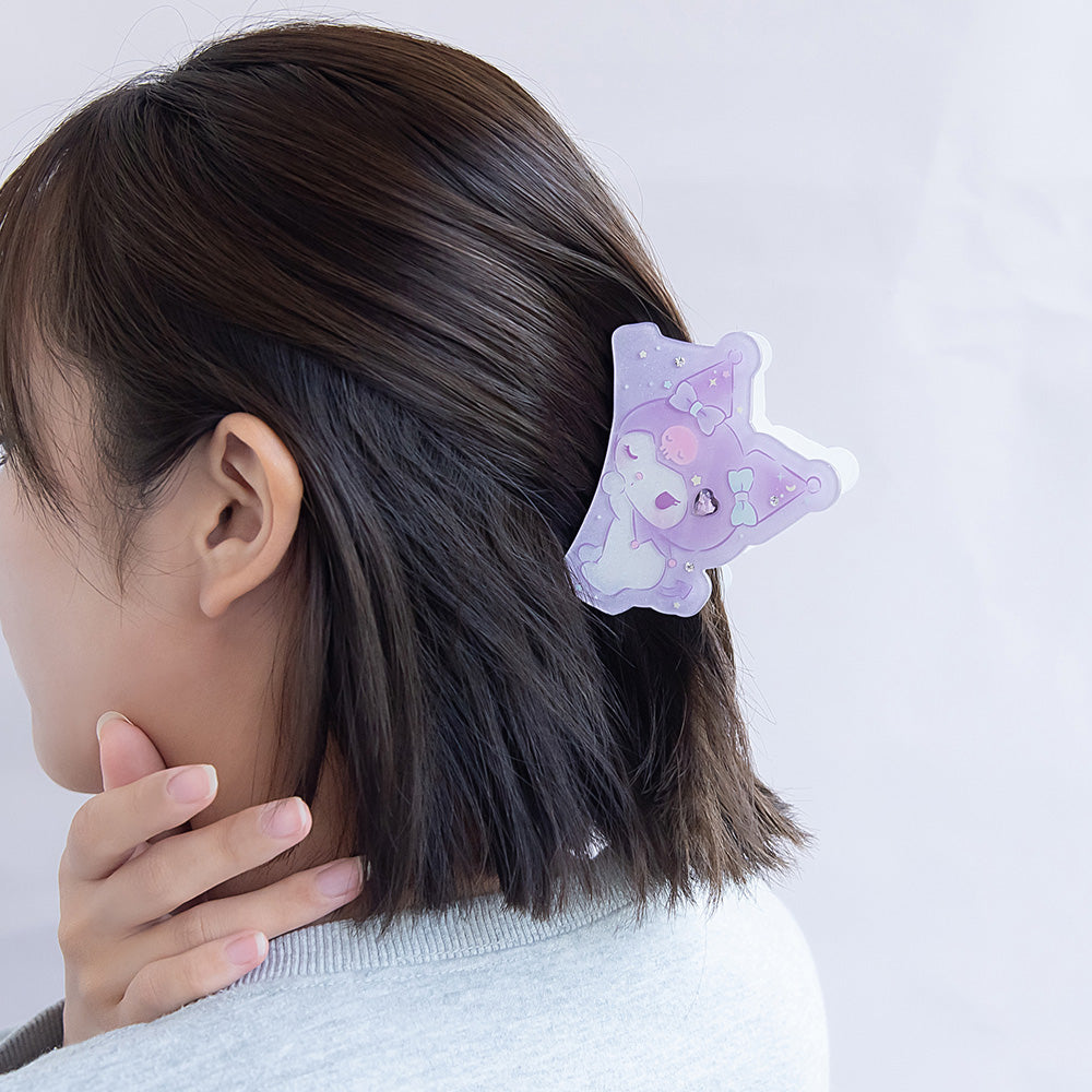 薄紫色 サテン ヘアクリップ ビジュー付き サンリオキャラクターズ クロミ はさむだけですぐカワイイ ビジュー