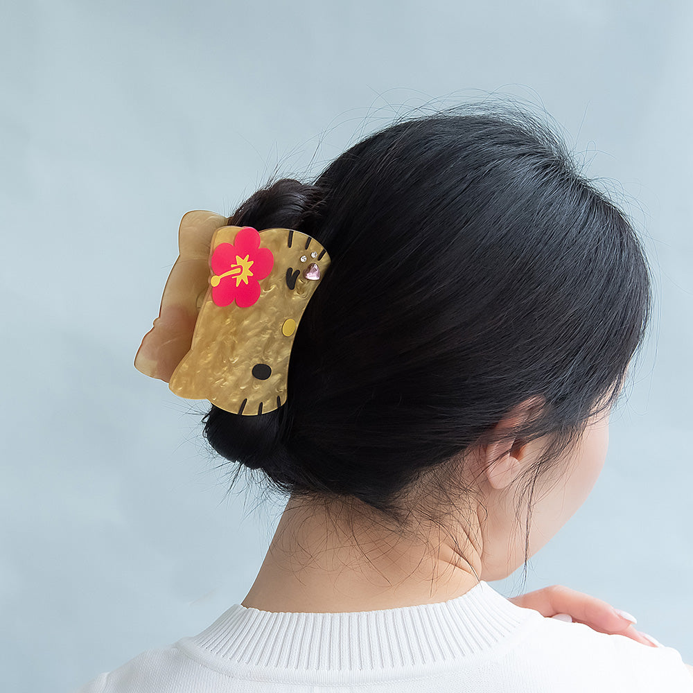 サンリオキャラクターズ ハローキティ ガングロ 日焼け ハイビスカス はさむだけですぐカワイイ ビジューバンスクリップ