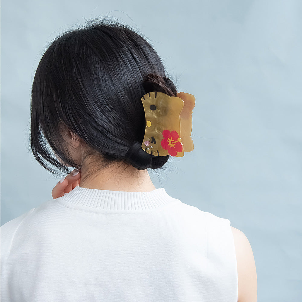 サンリオキャラクターズ ハローキティ ガングロ 日焼け ハイビスカス はさむだけですぐカワイイ ビジューバンスクリップ