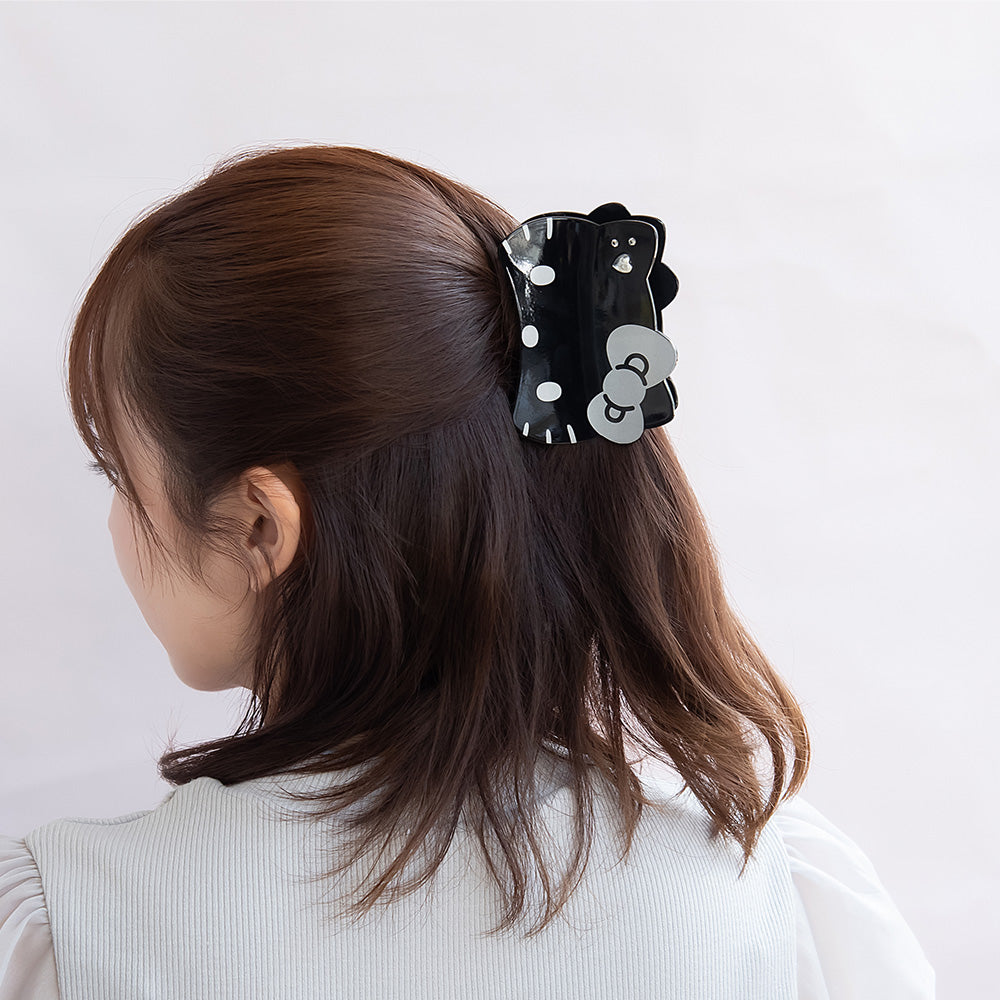 ヘアクリップ サンリオ ハローキティ モノクロ ブラックシルバー