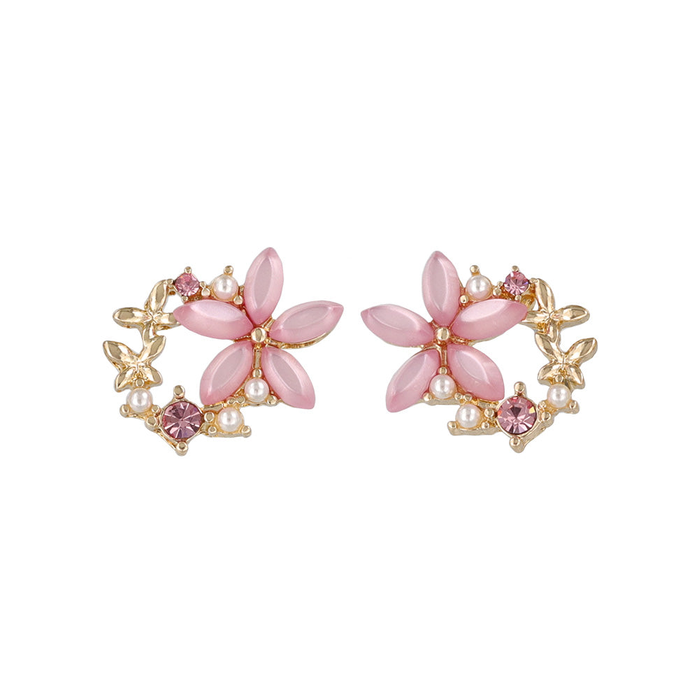 ピアス ニッケルフリー メタル カラー パール フラワー 蝶 サークル