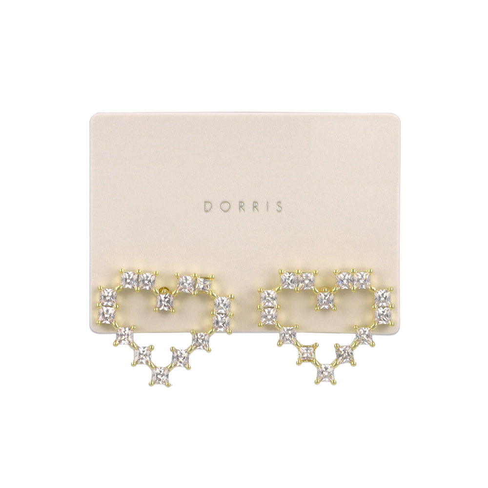 ピアス メタル ストーン ハート スタッドピアス