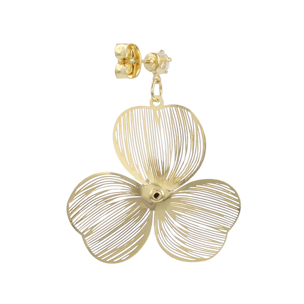 ピアス ニッケルフリー 透かし メタル フラワー キュービックジルコニア スタッドピアス