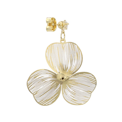 ピアス ニッケルフリー 透かし メタル フラワー キュービックジルコニア スタッドピアス