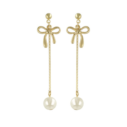 ピアス ニッケルフリー メタル リボン パール ステンレスポスト スタッドピアス