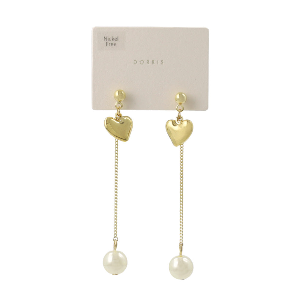 ピアス ニッケルフリー メタル ハート パール ステンレスポスト スタッドピアス