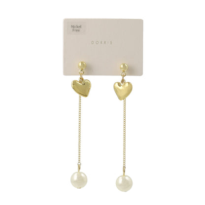 ピアス ニッケルフリー メタル ハート パール ステンレスポスト スタッドピアス