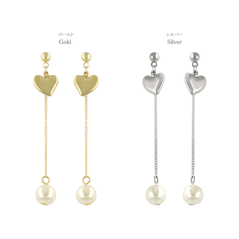 ピアス ニッケルフリー メタル ハート パール ステンレスポスト スタッドピアス