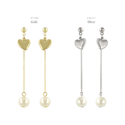 ピアス ニッケルフリー メタル ハート パール ステンレスポスト スタッドピアス