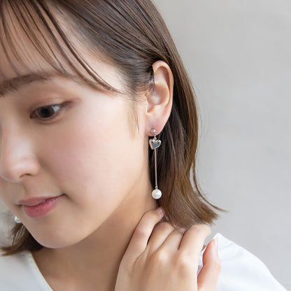 ピアス ニッケルフリー メタル ハート パール ステンレスポスト スタッドピアス