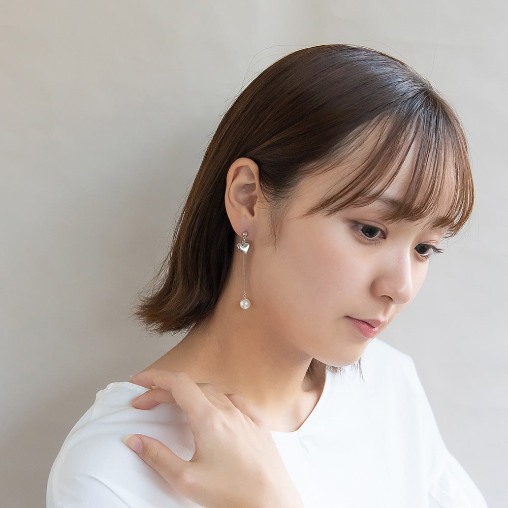 ピアス ニッケルフリー メタル ハート パール ステンレスポスト スタッドピアス