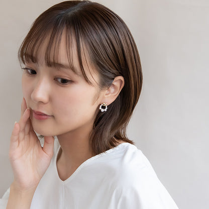 ピアス ニッケルフリー メタル ハート パール チタンポスト スタッドピアス