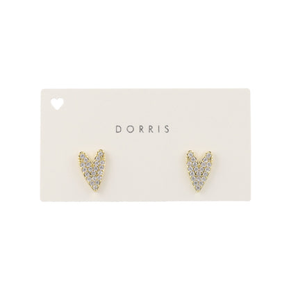 ピアス ニッケルフリー メタル ハート パヴェ キュービックジルコニア スタッドピアス