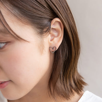 ピアス ニッケルフリー メタル ハート チタンポスト スタッドピアス