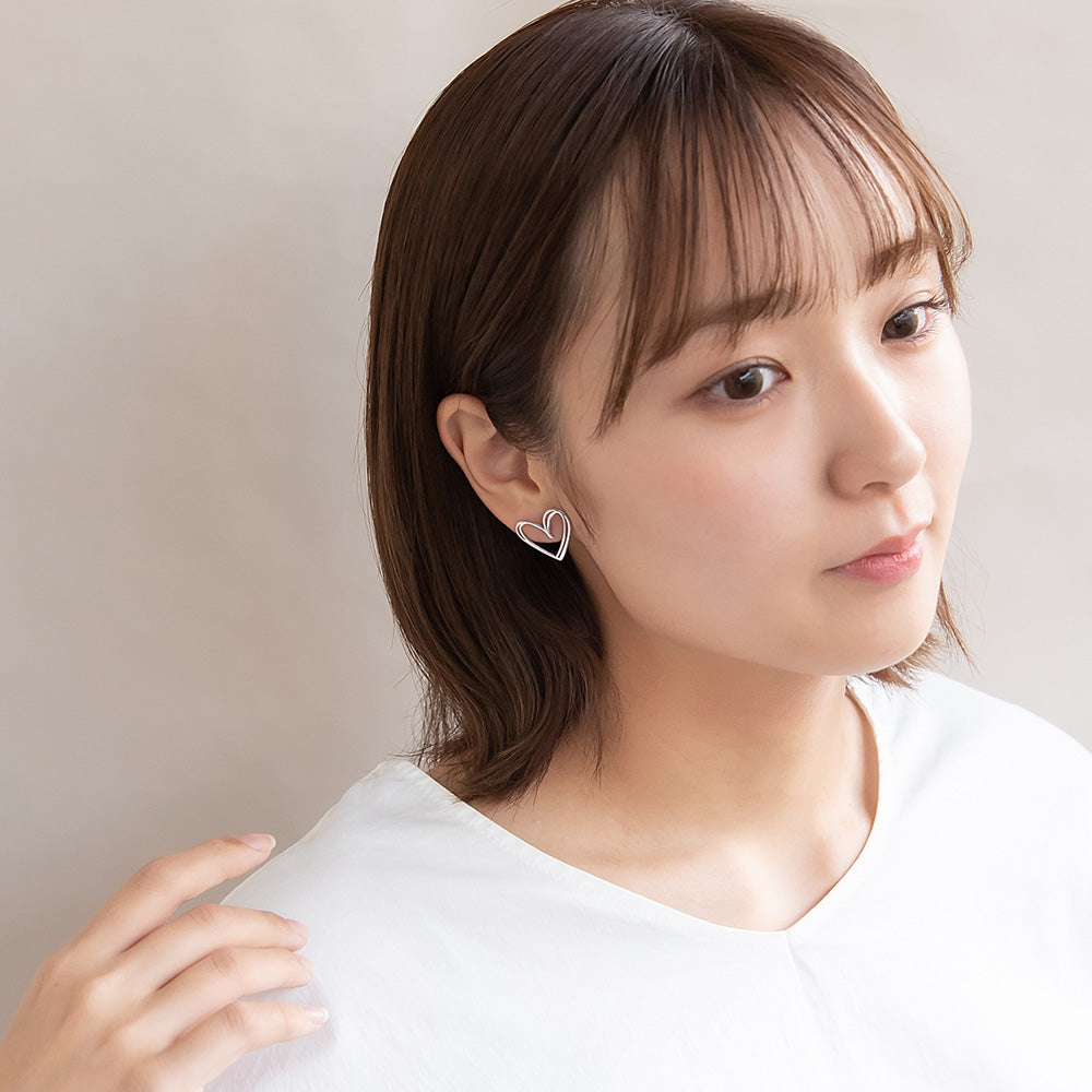ピアス ニッケルフリー メタル ハート チタンポスト スタッドピアス
