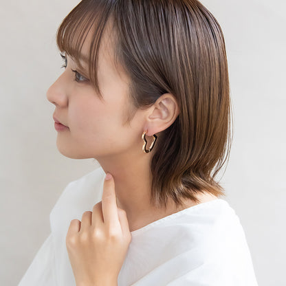 ピアス ニッケルフリー メタル ハート フープピアス