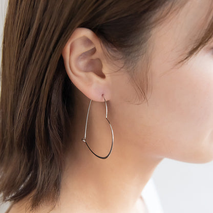 ピアス ニッケルフリー メタル ハート フープピアス