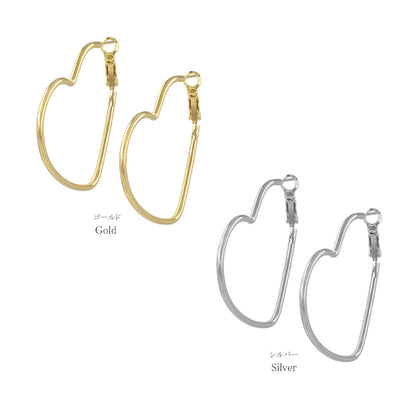 ピアス ニッケルフリー メタル ハート フープピアス