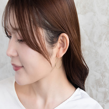 ピアス ニッケルフリー メタル ツイスト チタンポスト フープピアス
