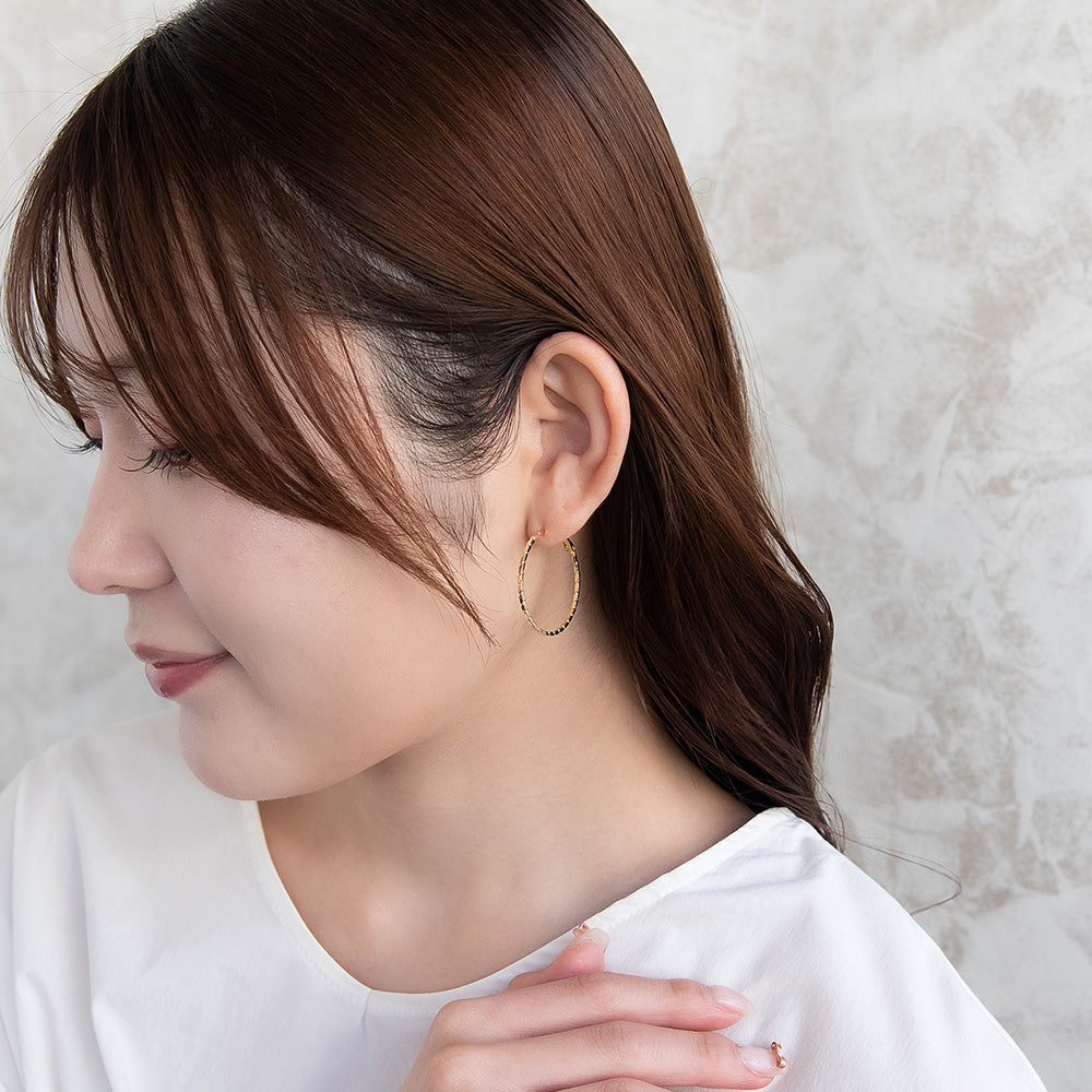 ピアス ニッケルフリー メタル ツイスト チタンポスト フープピアス